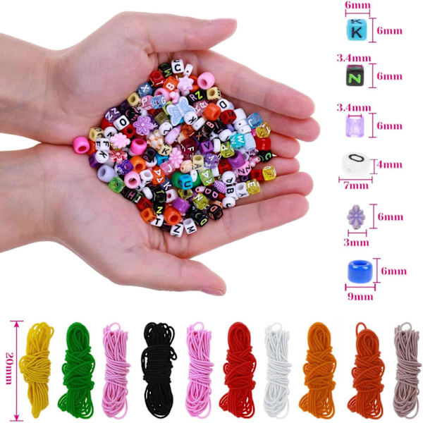 Perle armbånd lage kit, perle vennskap armbånd kit med ponni perler bokstav perler sjarm perler og elastisk streng for armbånd og smykker lage R