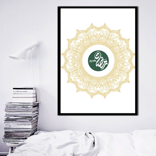 Muslimi Ramadan -festivaalin taide seinäkankaan maalauskuva olohuoneen kodin sisustus (L 60*50cm)