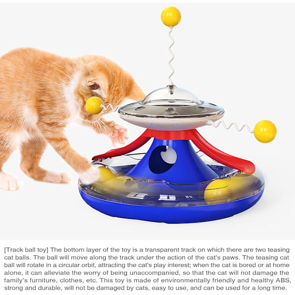 Katt skivspelare trackball, väderkvarn läckande matleksak, multifun