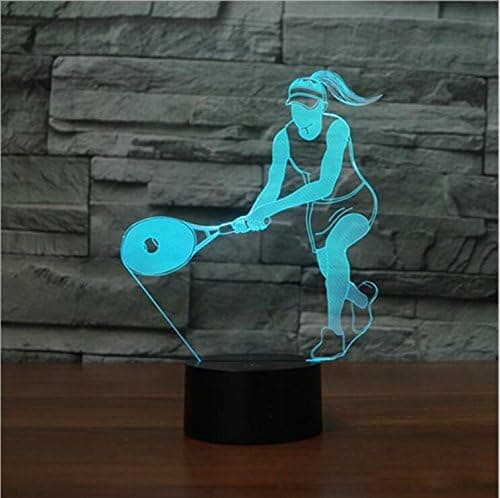 3D Tennis Natlampe Touch Switch 7 Farveskift LED Bordlampe