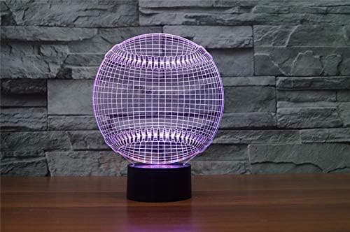 3D Baseball Natlampe Touch Bord Skrivebord Optisk Illusion La