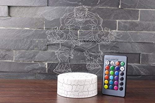 3D Illusion Natlampe Superhelt Tre Mønstre 16 Farver Ch