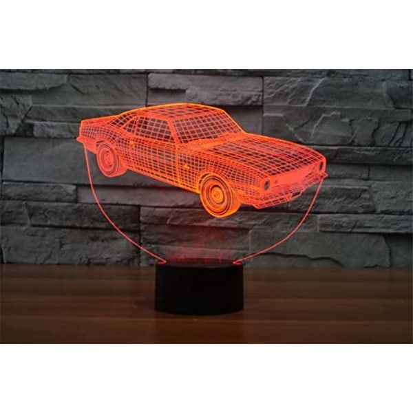 Cool Car 3D Illusion LED Nattlampa Färgglad Akryl Bordlampa för Fest Barnleksaker Heminredning Barlampa