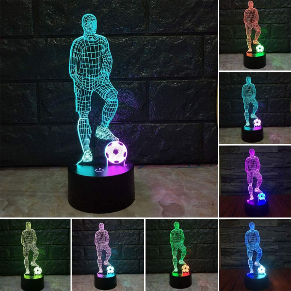 Fotbollsspelare Nattljus LED 3D Illusion Fjärrkontroll USB