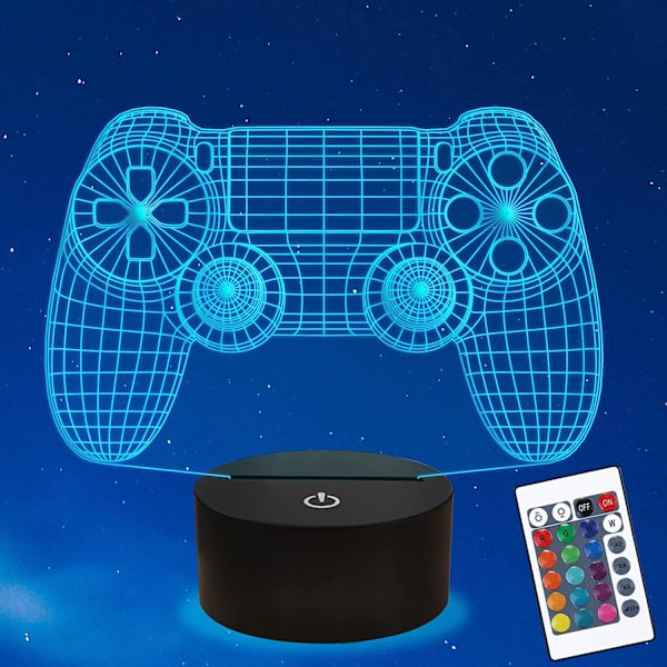 Gamepad 3D Illusion Lamp, Ammonite Controller Nattljus wi