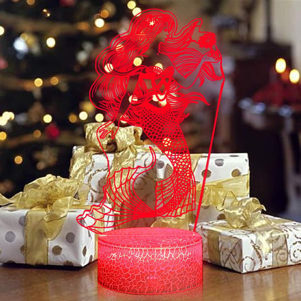 3D Illusion Havfrue Natlampe 16 Farveskift Touch W