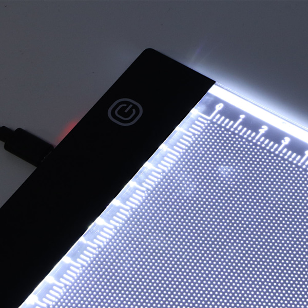 Praktisk A4 LED lysboks sporingsbrett med skala og 1,5 m USB-kabel (tretrinns dimming)