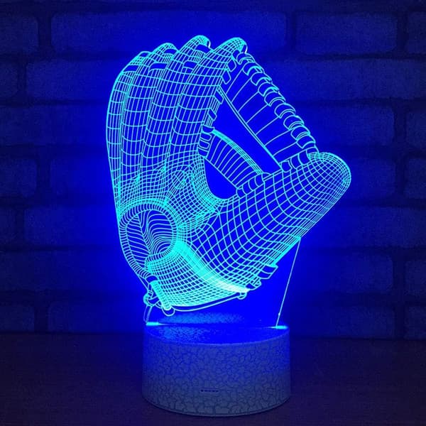 Baseballhandsker 3D Visuel Optisk Illusion Natlampe Akryl