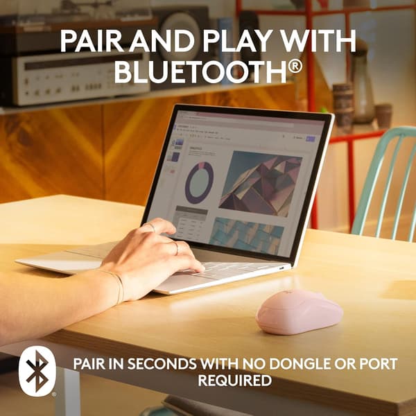 Logitech M221 Trådlös Bluetooth-mus, Kompakt, Smidig Spårning, 18 Månaders Batteritid för Windows, macOS, ChromeOS, Linux, Kompatibel med PC, Mac, Bärbara datorer Pink