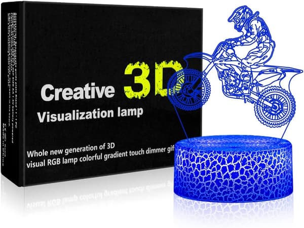 7 Farger 3D Illusjonslampe Auto Gradvis Endring 3D Nattlampe