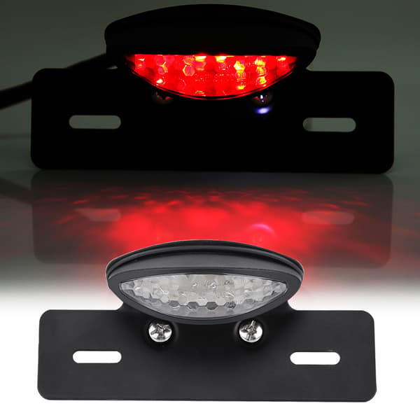 Motorcykel LED Baglygte Stop Bremslys Nummerpladelys til Cafe Racer Hvid