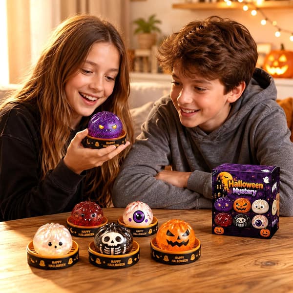 Halloween Ghost Dumpling TPR Squishy Stressavlastande Fidgetleksak Enkelförpackning med Ångkokarlåda Skull Baozi