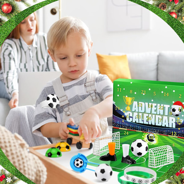 24 stk Fodbold Julekalender Adventskalender Fodboldudstyr Sæt Juleadventsgave til Teenagere Børn