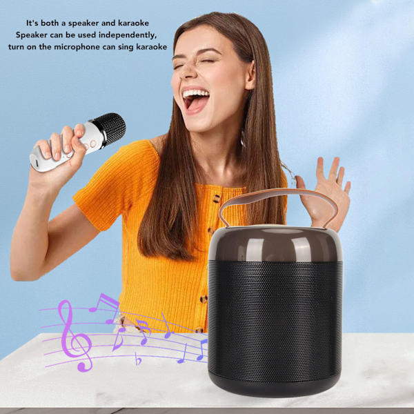 Trådløse karaokehøyttalere RGB-lys Bluetooth 5.3-høyttaler med 2 trådløse mikrofoner Bærbar karaokemaskin for familiefest Black