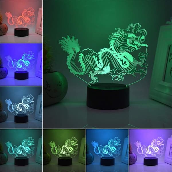 3D Illusjonsnattlamper for barn, dyremodellleke til jul