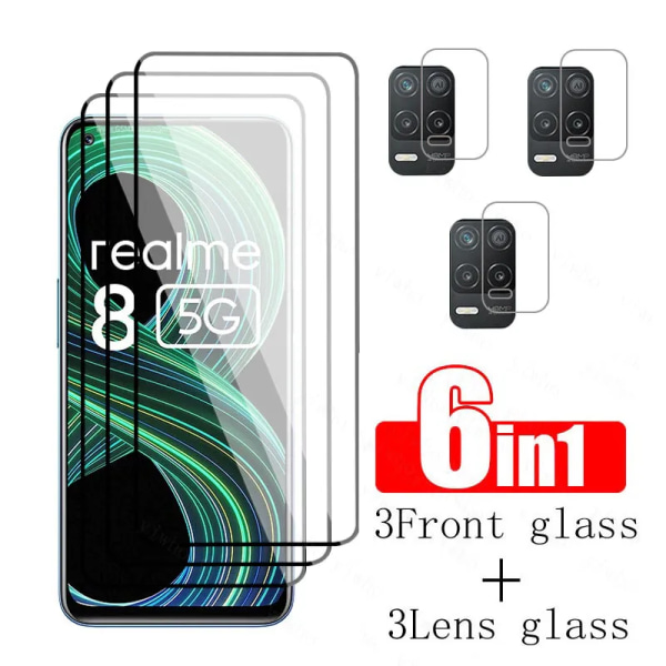 HD-glas för Realme 6 härdat skyddsglas skärmskydd full täckning säkerhet silkeslen film
