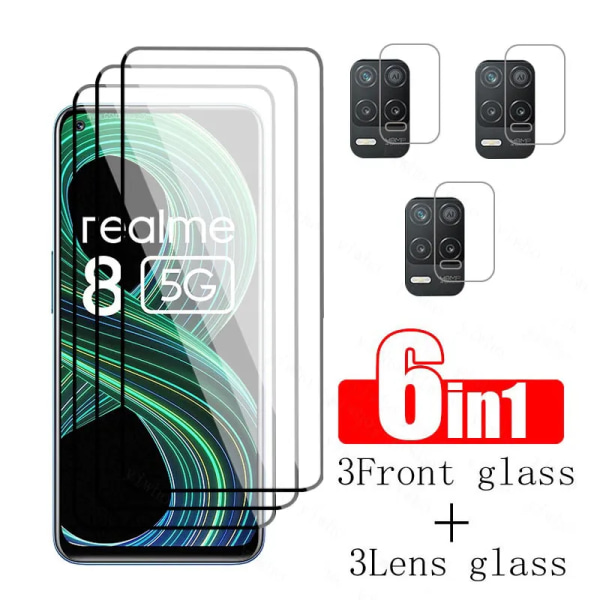 HD-glas för Realme 8 härdat skyddsglas skärmskydd full täckning säkerhet silkeslen film