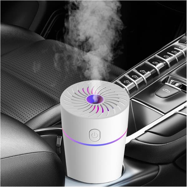 USB-driven billuftfuktare och doftspridare – Bärbar eterisk olja aromaterapi för fordon White