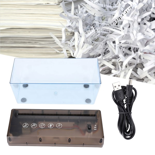 Mini papirshredder skrivebord sklisikker silikonpute USB kontor elektrisk liten A4 papirshredder