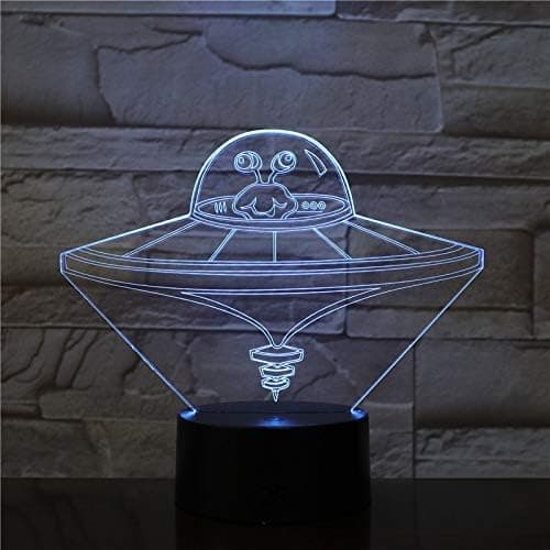 Led Romskip UFO 3D Nattlys, Barn Nattlys 16-Farger