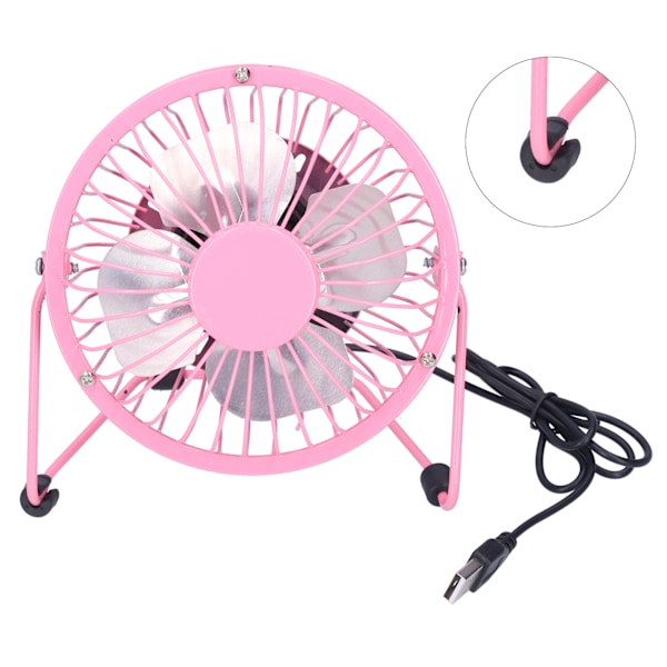 Mini USB-ventilator, bærbar, støjsvag, aluminiumsklinge, til hjemmet, kontoret, skrivebordet, jernhåndværk, ventilatorer, pink