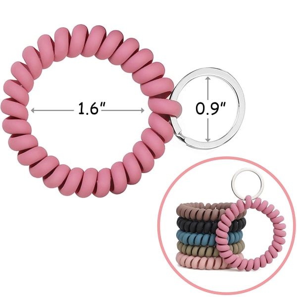 6 stk. Stretchable Wristband Wristlet Keychain Wrist Key Chain Wristlet, Spring Flexible Spiral Wrist Coil ​Wrist band Bracelet Key