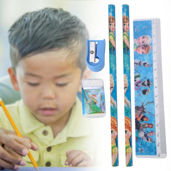 Kombination Stationery Set Cartoon Pennfodral 6-i-1 Kit för Barn Studenter Present (Princess)