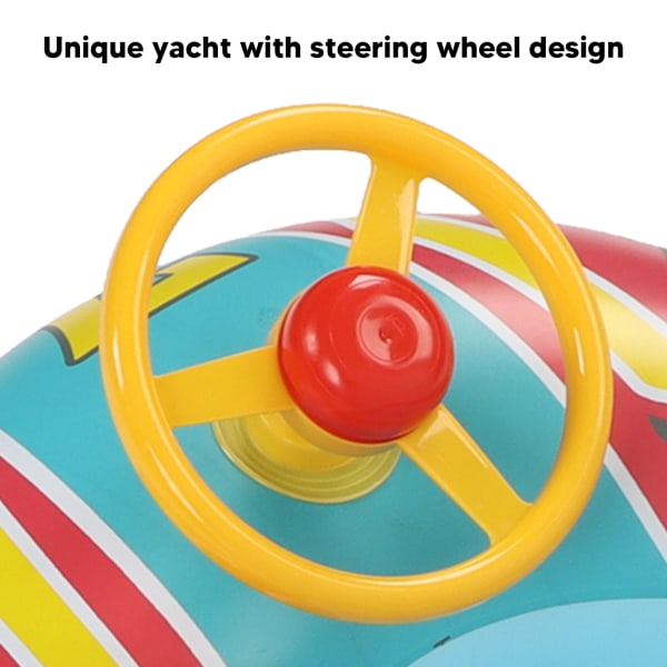 Yacht Pool Float Oppustelig Yacht Styrehjul PVC Anti Lækage Ben Huller Toddler Svømme Float til Svømning Sommer Blå Bund
