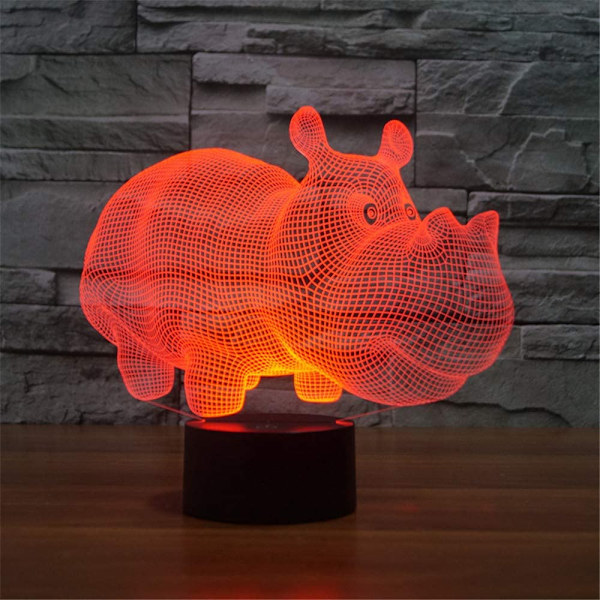 3D Optisk Illusion Flodhest Sensor Natlampe med Smart Touch