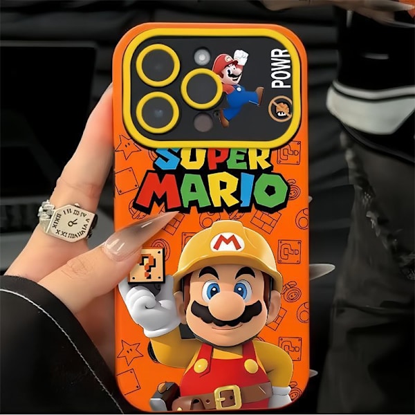 2024 Ny æstetisk telefoncover til iPhone, Mario telefoncover til piger og kvinder, cool trendy design, blødt TPU gavecover til iPhone Orange iPhone 11