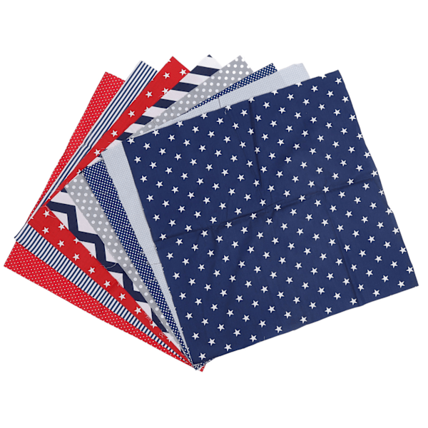 8 st Quiltingtyg Mjuk Andningsbar Hudvänlig Bomullssömnadstyg för DIY Hantverk Kläder 50x50cm Blå Röd