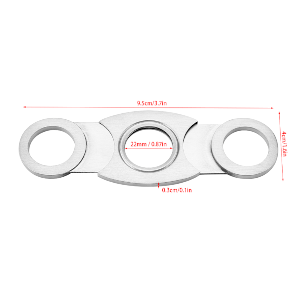 304 ruostumattomasta teräksestä valmistettu sikarileikkuri, rengas 22 mm, kaksiteräinen sikarileikkuri