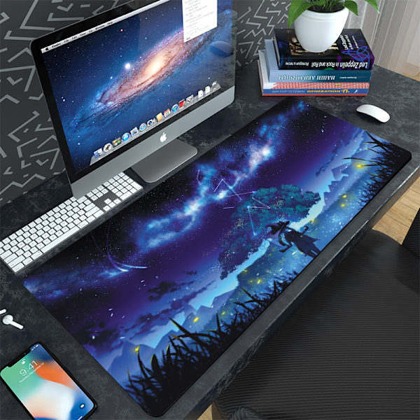 Game Yuanshen tegneserie kontor tastatur computer skrivebord pad stor kreativ måtte vandtæt smudsafvisende fortykket musemåtte，400*900*3mm