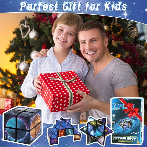 Infinity Cube Fidget Toy - Solsystemet Rom Magisk Kube for Barn 6-11, Smarte Puslespill for 8-12 År Gamle Gutter Jenter, Autisme Reis