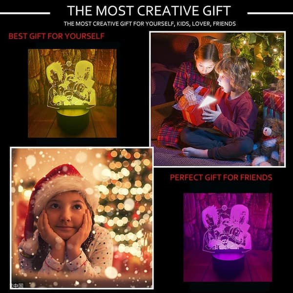 Naruto Kakashi Uchiha Sasuke 3D Illusion Nattlampa Liten