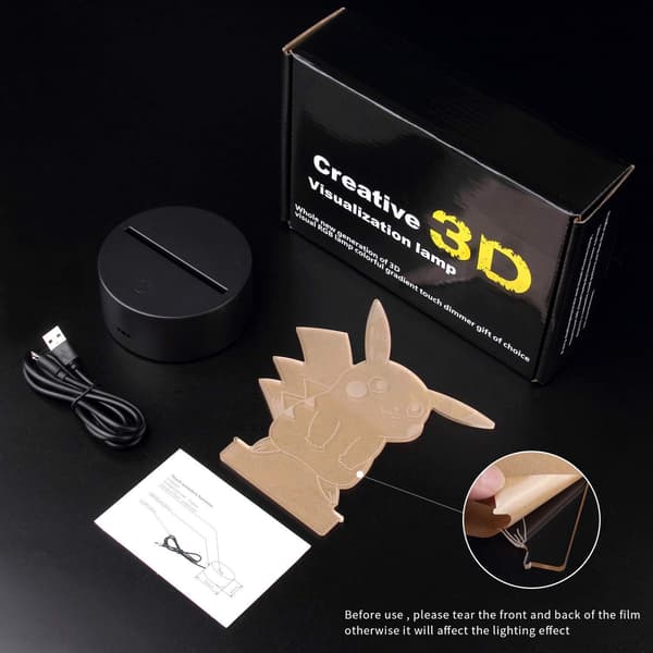 3D Illusion LED Natlampe, 7 Farver Gradvis Skiftende Touch