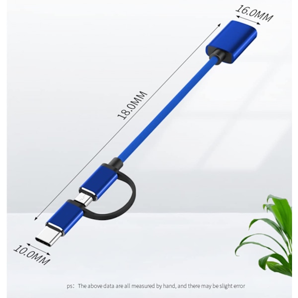 2 in 1 USB C -kaapeli YACSEJAO Type C & Micro USB -kaapeli USB 3.0 -liitäntään Nopea lataus punottu johto OTG kaikille Android -laitteille Älypuhelimet，Tabletit，MP4 ja