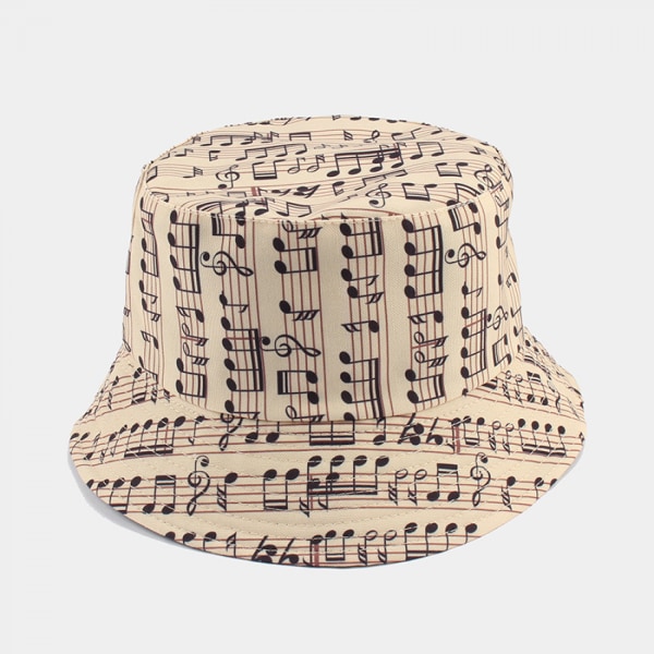 Unisex Bucket-hatt med mönster av musikaliska noter - Dubbelsidig