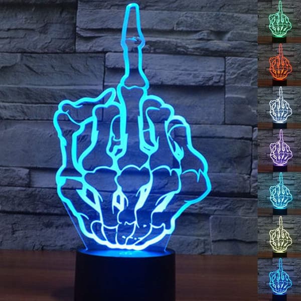 3D Optisk Illusjon Langfinger Nattlys Leke Lampe, Fjernkontroll