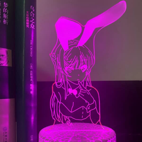 3D Illusion Anime Lampe til Børn, Farveskiftende Natlamper