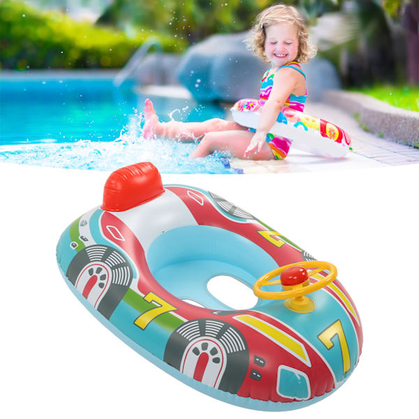 Yacht Pool Float Uppblåsbar Yacht Styrning Hjul PVC Anti Läckage Ben Hål Småbarn Simma Float för Simning Sommar Blå Botten