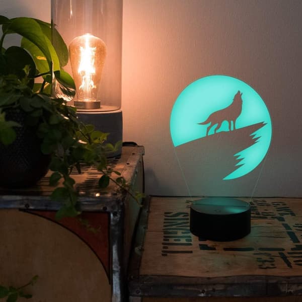 3D Ulvehund Natlampe Illusion Natlampe 7 Farver Ch