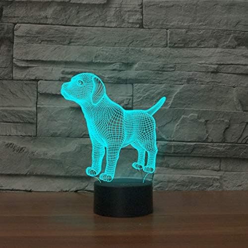 Hunde hvalpefigur 3D lampe Optisk natlampe 7 farver Changi
