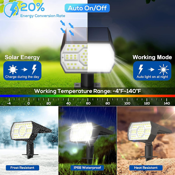 Solcellslampor utomhus vattentäta IP68, 56 LED 3 belysningslägen solcellslampor trädgård gårdsplats solcellslampor för utomhuslandskap - 4-pack (kallvitt) Cool White4
