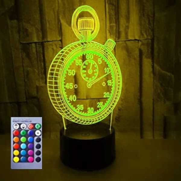 3D Klokke Nattlys Bord Skrivebord Optisk Illusjon Lamper 7 Farger