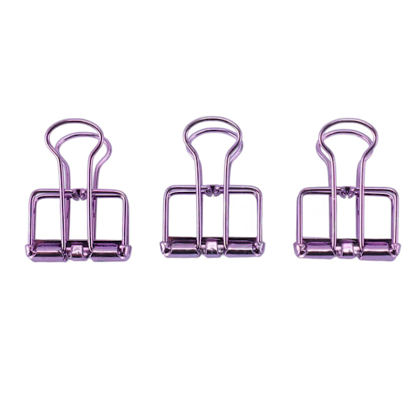 30 stk. Wire Binder Clips Metalbelægning Rustfrit Stål Papirklemmer til Dokument Scrapbog Kvitteringer Lilla