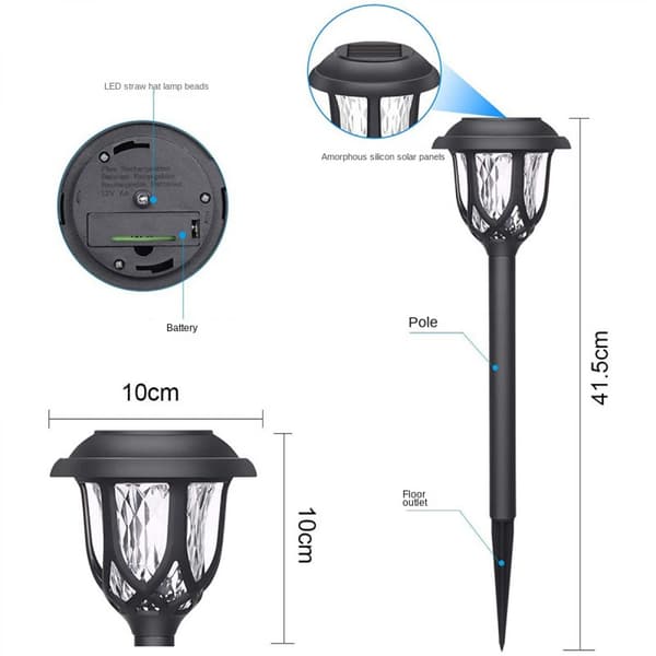 2 stk. solcellelamper for sti - LED solcellehagelys, vanntett Warm White