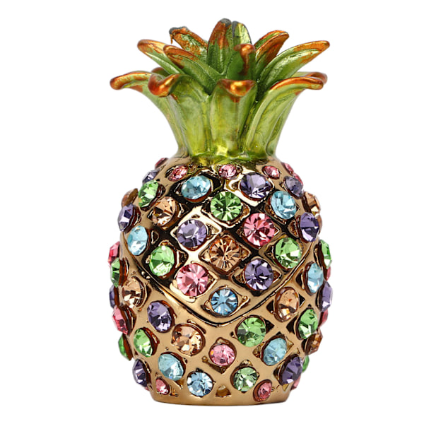 Ananas Trinket Box Mini Storlek Rhinestone Legering Livfulla Färger Bred Applikation Bejeweled Box för Smycken Toalettbord