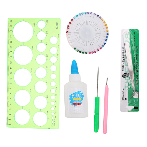Papper Quilling Verktyg Nybörjarset Quilling Penna Pärlnålar Vitt Lim Linjal DIY Pappershantverk