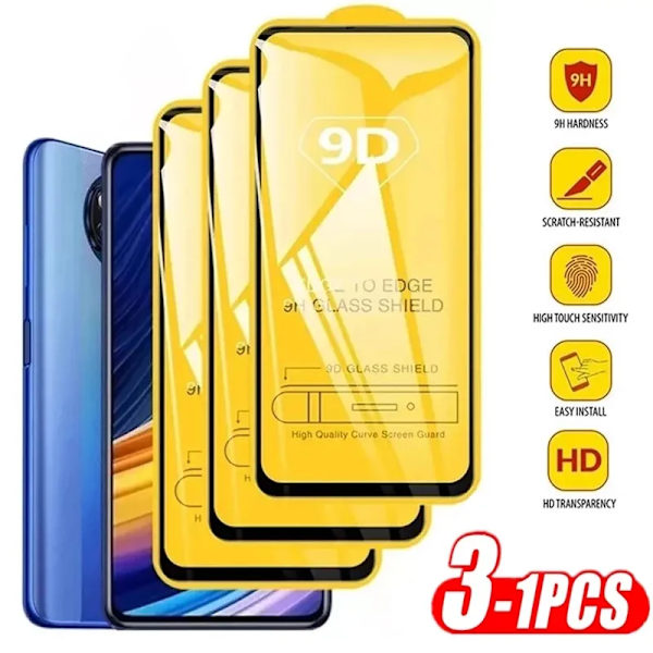 9D härdat glas för Xiaomi Redmi 9 skärmskydd